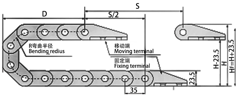 18系列微小型拖鏈主要技術(shù)參數(shù)圖 18系列微小型拖鏈主要技術(shù)參數(shù)圖
