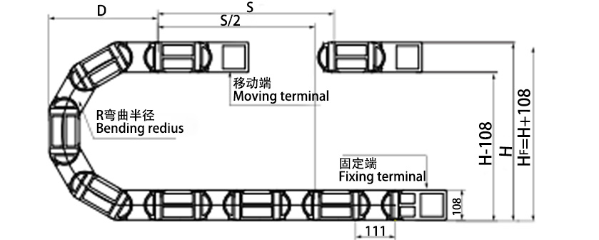 80系列強力型拖鏈主要參數(shù)圖 80系列強力型拖鏈主要參數(shù)圖